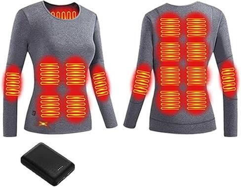 USB Electric Heated Underwear Shirt with Power Bank 16 Heating Zones Thermal Heated Top for Women USB Heating in Saudi Arabia