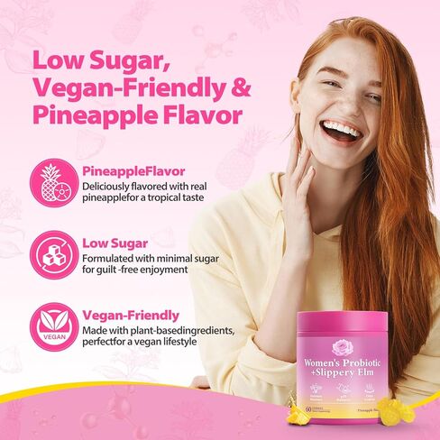 Her Juicy Feminine Probiotics Gummies with Slippery Elm Supports pH Balance Gut Health & Immune System Promote Vaginal Health for Women 60 Pineapple Gummies in Saudi Arabia