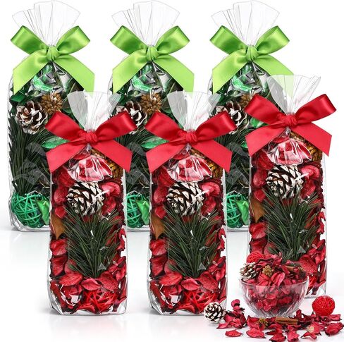 Nuanchu 6 Pcs Christmas Potpourri Bags Cinnamon Apple Pine Scented Dried Flowers Scented Bowl Filler Winter Holiday Decorative Bowl Vase Filler for Xmas Gift Home Fragrance Sachet in Saudi Arabia