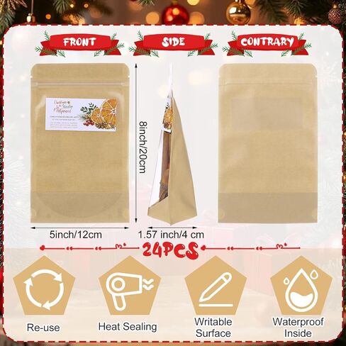 Vesici 24 Pcs Christmas Potpourri Bags with Label for Package of Stove Top Simmer Christmas Home Scent Use with Glass Saucepan Stove-top Steamer Pot for Home Xmas Party Gift Decor in Saudi Arabia