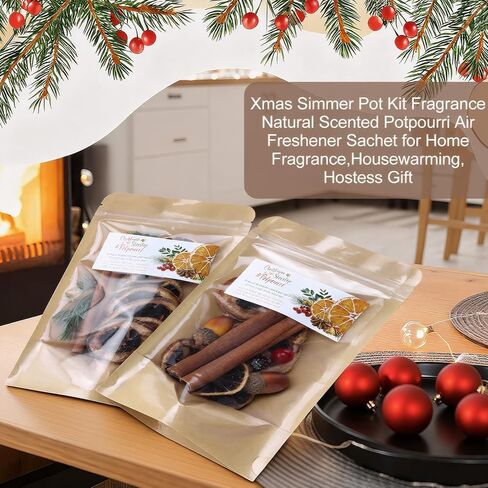 Vesici 24 Pcs Christmas Potpourri Bags with Label for Package of Stove Top Simmer Christmas Home Scent Use with Glass Saucepan Stove-top Steamer Pot for Home Xmas Party Gift Decor in Saudi Arabia