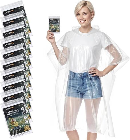 APEXUP Disposable Rain Ponchos for Adults, Emergency Rain Poncho for Camping Hiking Travelling in Saudi Arabia