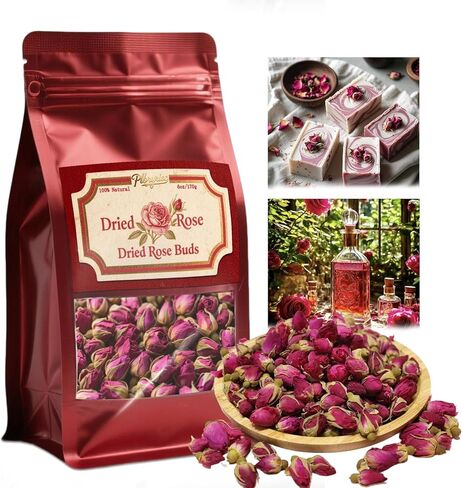 Premium Dried Rose, Edible Dried Rose Herbal-Teas Big Buds 400+ Bulk for Coffee/Cocktail & Cake Garnish/Resin Crafts/Beauty & Bath/Candle Soap Making Potpourris in Saudi Arabia
