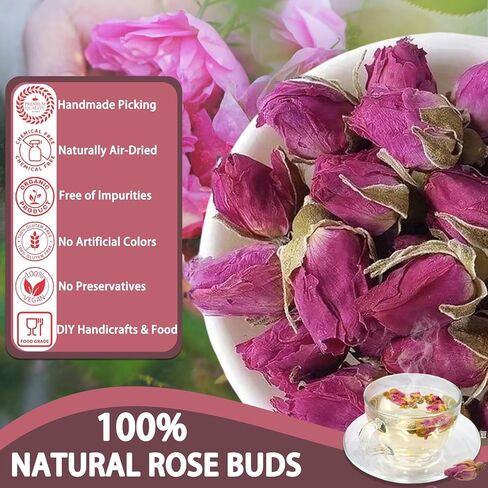 Premium Dried Rose, Edible Dried Rose Herbal-Teas Big Buds 400+ Bulk for Coffee/Cocktail & Cake Garnish/Resin Crafts/Beauty & Bath/Candle Soap Making Potpourris in Saudi Arabia