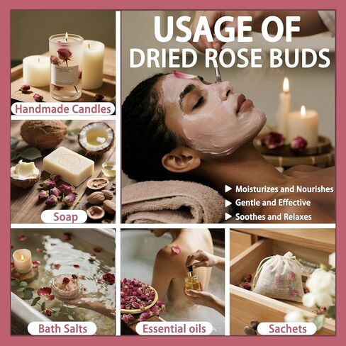 Premium Dried Rose, Edible Dried Rose Herbal-Teas Big Buds 400+ Bulk for Coffee/Cocktail & Cake Garnish/Resin Crafts/Beauty & Bath/Candle Soap Making Potpourris in Saudi Arabia