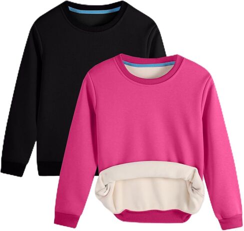 2 Pack Kids Fleece Sweatshirts Crewneck Long Sleeve Pullover Sweatshirts Boys Girls Tops for Toddlers(Age 2-14) in Saudi Arabia