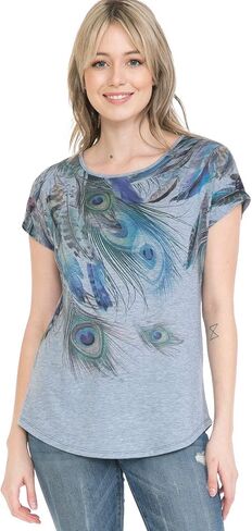 LEEBE Women and Plus Size Crew Neck Dolman Short Sleeve Print Top (Small-5X) in Kuwait