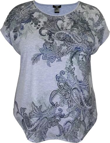 LEEBE Women and Plus Size Crew Neck Dolman Short Sleeve Print Top (Small-5X) in Kuwait