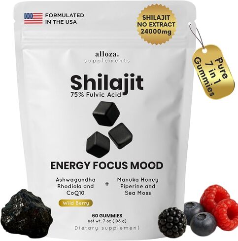 Himalayan Shilajit Gummies with Ashwagandha – Pure 7-in-1 Formula with 75% Fulvic Acid & 92+ Minerals – for Men & Women, Energy, Focus & Stress Support – 60 Sugar-Free, Non-GMO Gummies in Saudi Arabia