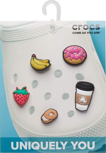 Crocs Jibbitz Food - حلية أحذية أنيقة - مادة صناعية - حلية أحذية Jibbitz Packs - وجبة إفطار فريدة من نوعها، 5 عبوات مقاس واحد مقاس واحد in Saudi Arabia