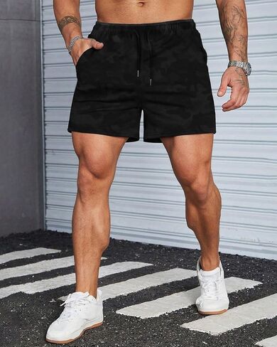 Men's Workout Shorts Elastic Waist with Drawstring & Pockets Gym in Saudi Arabia