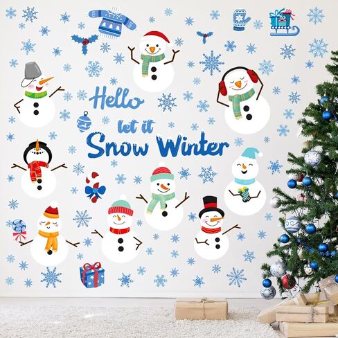 51 قطعة من ملصقات الحائط Hello Winter، Let It Snow Penguin نافذة تلتصق بنافذة عيد الميلاد لعطلة الشتاء وغرفة المعيشة وغرفة النوم وتزيين الحائط، 6 ورقات in Saudi Arabia