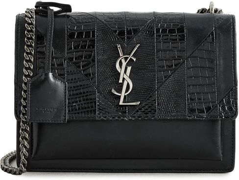 What Goes Around Comes Around Women's Pre-Loved YSL Black Embossed Sunset Bag Medium in Saudi Arabia