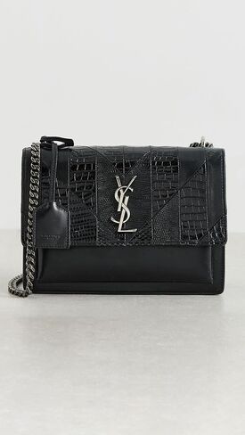 What Goes Around Comes Around Women's Pre-Loved YSL Black Embossed Sunset Bag Medium in Saudi Arabia