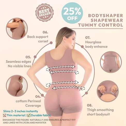 Colombian Fajas Full Body Shapewear, High Compression Post Surgery Recovery, Tummy Control with 3 Hook Lines, Short Style in Saudi Arabia