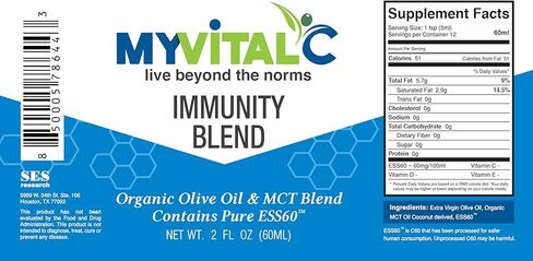 MyVitalC Immunity Blend in Organic Extra Virgin Olive Oil & MCT Blend Supplement 120 ML - Pure ESS60 for Nootropic - Focus - Sleep - Antioxidant - Energy - Longevity & Immunity in Saudi Arabia