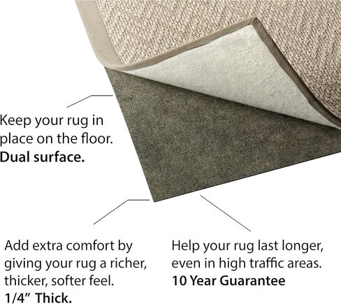 2'6" x 9' - Rug Pad - Hard Surface/Carpet - Non Slip - Felt/Rubber - Reversible - 1/4In - 10YR in Saudi Arabia