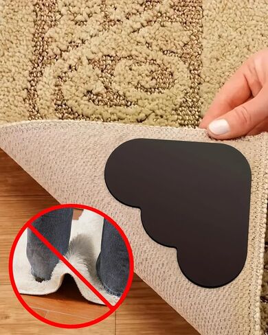 12 Pcs Non-Slip Cloud Rug Grippers, Reusable Washable Rug Tape for Area Rugs, Double Sided Carpet Corner Rug Pads Sticker for Tile and Floors in Saudi Arabia