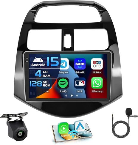 راديو ستيريو للسيارة 2+64G Android 13 CarPlay لسيارة شيفروليه تشيفي سبارك 2011-2014، شاشة لمس عالية الدقة 9 بوصة متوافقة مع Android Auto، كاميرا احتياطية AHD، وصلة مرآة، GPS، WiFi، FM RDS in Saudi Arabia