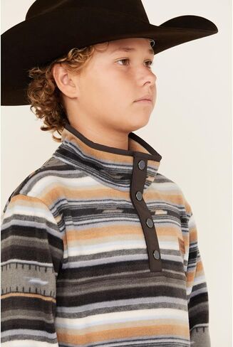Cinch Boy's Match Dad Fleece Pullover in Black, Gray, and Tan in Saudi Arabia