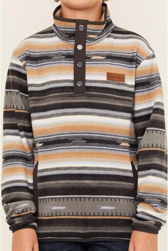 Cinch Boy's Match Dad Fleece Pullover in Black, Gray, and Tan in Saudi Arabia