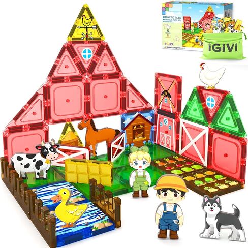 112 PCS Magnetic Tiles Road Set, STEM Magnetic Building Blocks for Toddler Kid Toys, City Construction Toys for 3+ Year Old Boys & Girls, Creative Gifts for Toy Car Enthusiasts in Kuwait