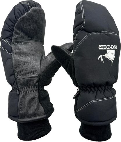 SKYDEER Kids Ski Mittens, Soft Premium Deerskin Leather and Warm 150G 3M Thinsulate Insulation (SD8753M, Kids) in Saudi Arabia