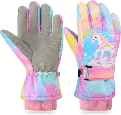 Kids Waterproof Gloves for Girls, Girls Snow Winter Gloves for Cold Weather, Warm Thick Fleece Insulated Kids Ski Gloves for Snowboarding & Sledding, Fits Aged 9-15 in Saudi Arabia
