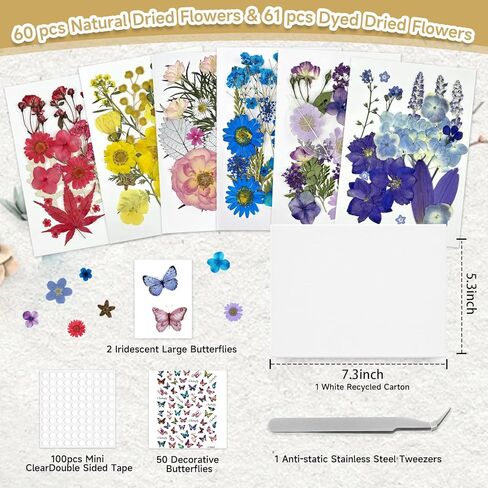 173Pcs Real Dried Pressed Flowers for Crafts - Natural Dry Flower Kit for Resin, Stickers, Bookmarks, Candle Making, Soap, Nail Art, Frames, Invitations & Jewelry,Valentines Day Gifts in Saudi Arabia