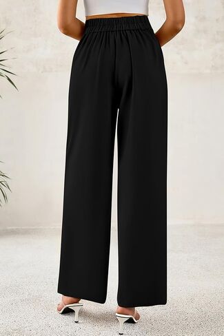 CFLONGE Women Wide Leg Dress Pants High Waist Work Trousers Button Pleated Slacks Palazzo Pants Business Casual Outfits in Saudi Arabia