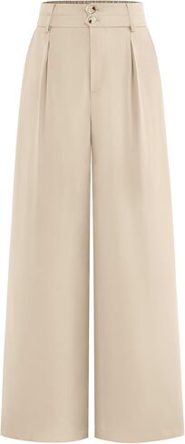 CFLONGE Women Wide Leg Dress Pants High Waist Work Trousers Button Pleated Slacks Palazzo Pants Business Casual Outfits in Saudi Arabia