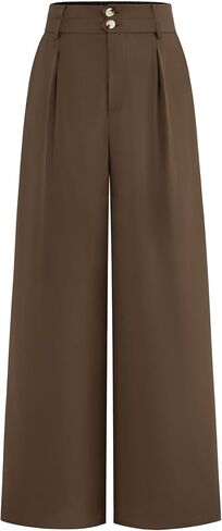 CFLONGE Women Wide Leg Dress Pants High Waist Work Trousers Button Pleated Slacks Palazzo Pants Business Casual Outfits in Saudi Arabia