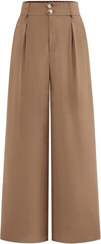 CFLONGE Women Wide Leg Dress Pants High Waist Work Trousers Button Pleated Slacks Palazzo Pants Business Casual Outfits in Saudi Arabia