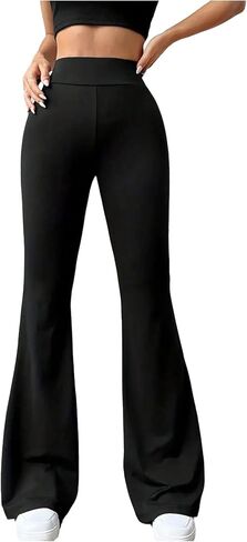 Verdusa Women's High Waist Athletic Pants Fitness Clothing Bell Bottom Yoga Leggings in Saudi Arabia
