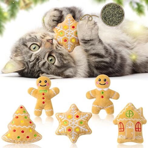 MALLMALL6 5Pcs Pickle Cat Toys, Kitten Catnip Toys for Cat Lover Gifts, Indoor Kitten Chew Bite Kick Cucumber Catmint Supplies, Interactive Pet Set with Cute Expression for Pet Presents in Kuwait