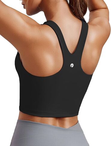 PINSPARK حمالة صدر رياضية للنساء برقبة عالية من Racerback قطع علوية بدون أكمام طويلة مبطنة لليوجا مع وسادات مدمجة in Saudi Arabia