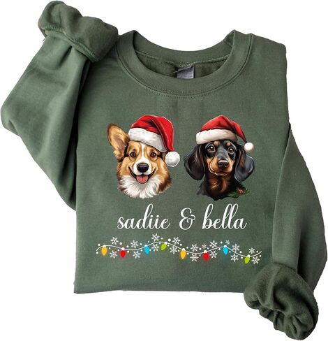 Personalized Dog & Cat Christmas Shirt or Sweatshirt with Custom Pet Name – Funny Merry Woofmas & Meowy Christmas Pet Lover Gift, Custom Dog Dad & Cat Mom Holiday Outfit Multicolor in Saudi Arabia