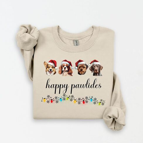 Personalized Dog & Cat Christmas Shirt or Sweatshirt with Custom Pet Name – Funny Merry Woofmas & Meowy Christmas Pet Lover Gift, Custom Dog Dad & Cat Mom Holiday Outfit Multicolor in Saudi Arabia