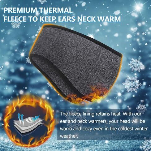 Jeyiour 8 Pcs Fleece Ear Warmers Winter Headband with Neck Warmers Gaiter Ear Muff Neck Scarf for Women Men Cycling Skiing in Saudi Arabia
