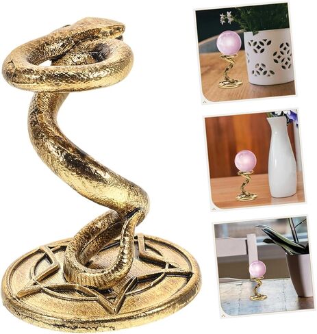 حامل كريستال على شكل ثعبان معدني 52 جرام، حامل عرض زخرفي فريد من نوعه لصخور البلورات والعقيق الكاكي الأنيق in Kuwait