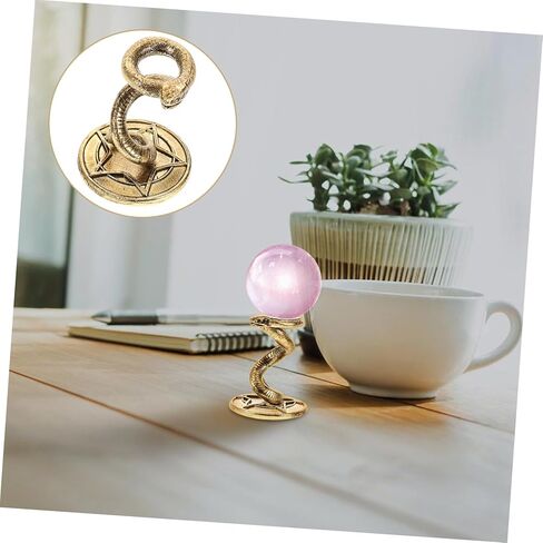 حامل كريستال على شكل ثعبان معدني 52 جرام، حامل عرض زخرفي فريد من نوعه لصخور البلورات والعقيق الكاكي الأنيق in Kuwait