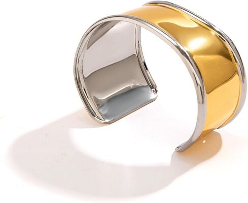 YBMYCM Wide Cuff Chunky Gold-Plated Bracelets for Women Open Cuff Bangles Adjustable Wrist Cuff Bracelets for Women in Saudi Arabia