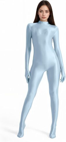 بدلة رقص Zentai للسيدات ذات رقبة عالية وبذلة لكامل الجسم لليوجا وبدلة من الفينيل قابلة للتمدد in Kuwait