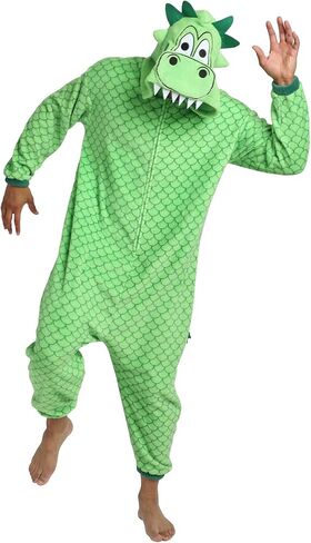 Bioworld Kigurumi Dragon Adult Cosplay Onesie Costume Union Suit With Cuffs And Hood in Saudi Arabia