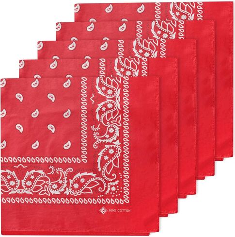 ZENO 100% Cotton & Natural Fibers Bandana Scarf - Soft, Durable, Machine Washable – Unisex for Men & Women - 5 Pack in Saudi Arabia
