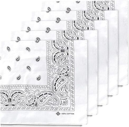 ZENO 100% Cotton & Natural Fibers Bandana Scarf - Soft, Durable, Machine Washable – Unisex for Men & Women - 5 Pack in Saudi Arabia