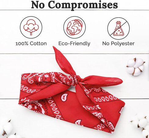 ZENO 100% Cotton & Natural Fibers Bandana Scarf - Soft, Durable, Machine Washable – Unisex for Men & Women - 5 Pack in Saudi Arabia