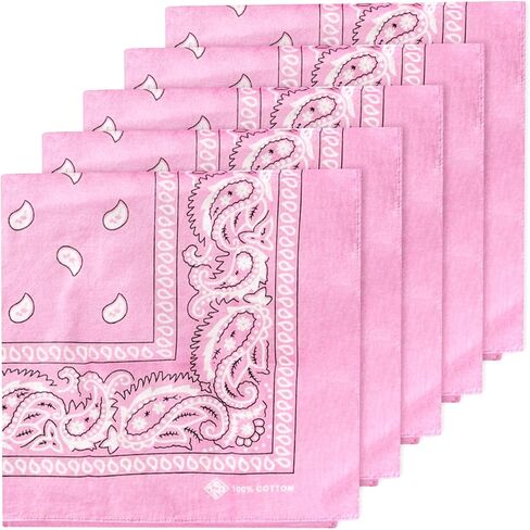 ZENO 100% Cotton & Natural Fibers Bandana Scarf - Soft, Durable, Machine Washable – Unisex for Men & Women - 5 Pack in Saudi Arabia
