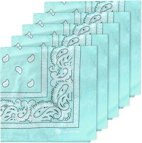 ZENO 100% Cotton & Natural Fibers Bandana Scarf - Soft, Durable, Machine Washable – Unisex for Men & Women - 5 Pack in Saudi Arabia