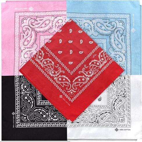 ZENO 100% Cotton & Natural Fibers Bandana Scarf - Soft, Durable, Machine Washable – Unisex for Men & Women - 5 Pack in Saudi Arabia